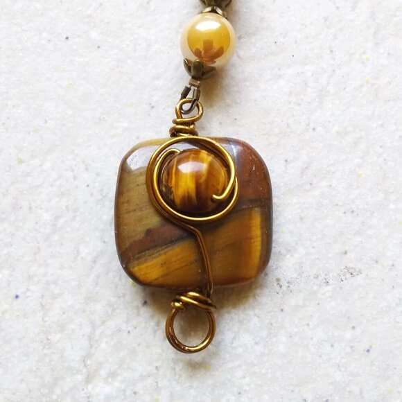 TigerEye & Shimmering AB Glass Beaded Bracelet! Handmade & One-of-a-kind Jewelry - Picture 6 of 11